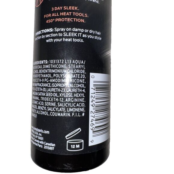 Loreal Paris Sleek It Iron Straight Heat Spray 3 Day Sleek New - Picture 6 of 6